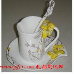 黄色花朵珐琅彩咖啡杯定做