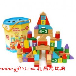 益智玩具积木木质桶装玩具定制