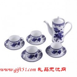 青花瓷富贵祥和茶具定制 商务礼品