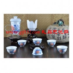 国色天香玉瓷茶具9件套